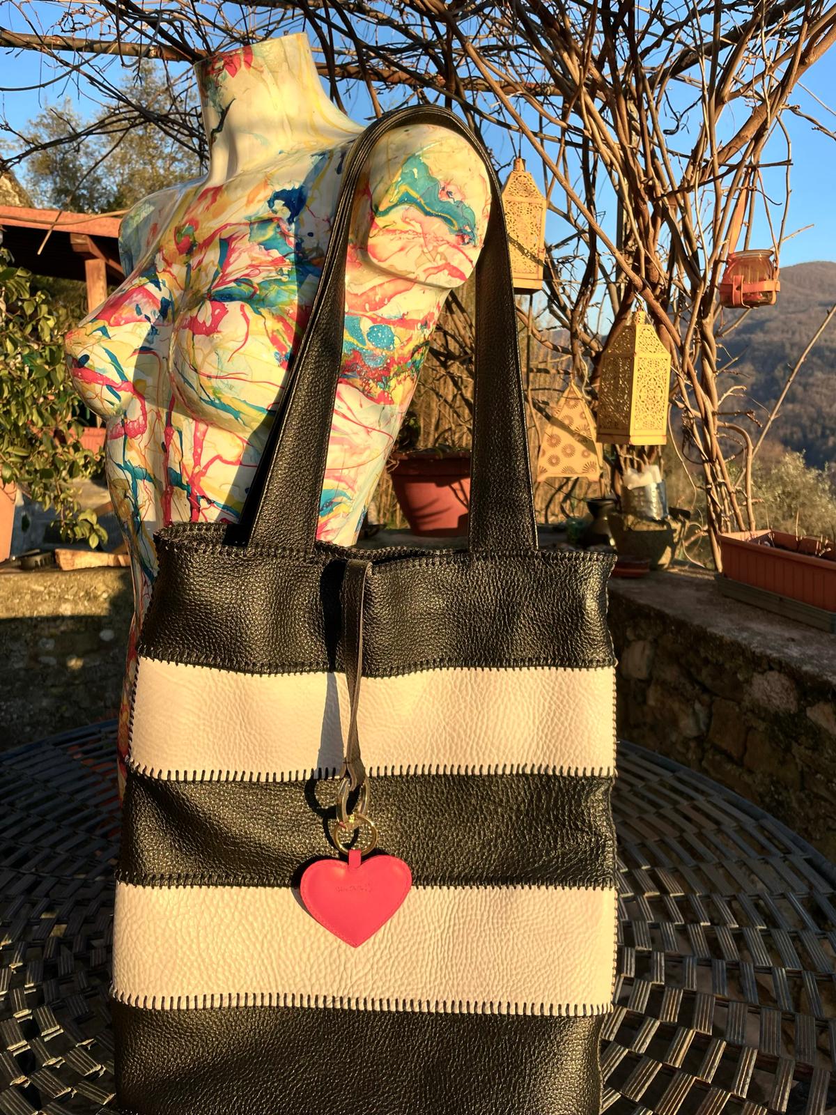 Super Soft Black & White Leather Bag