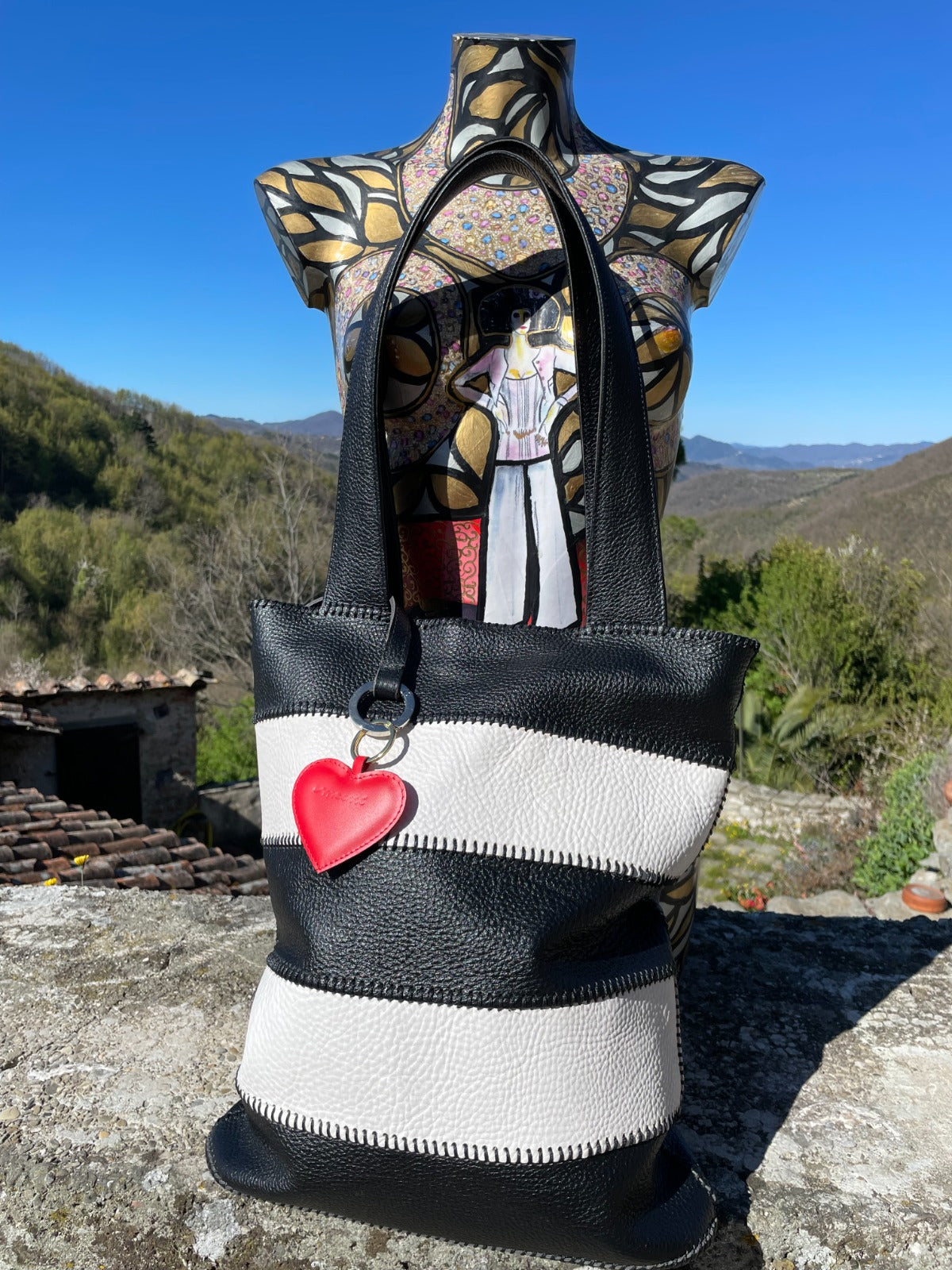 Super Soft Black & White Leather Bag