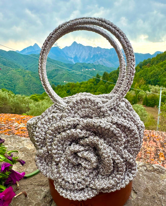 Hand Crocheted Floral Clutch Bag