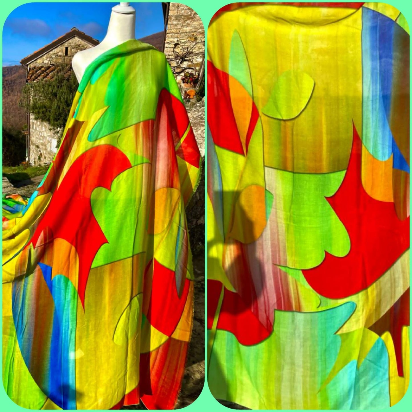 Abstract Color Fantasy - Cashmere and Silk Blend Scarf