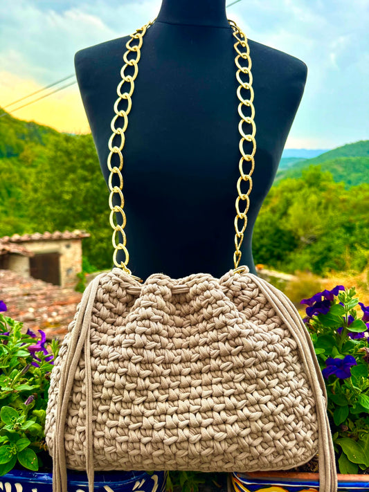 Hand Crocheted Cotton Shoulder Bag