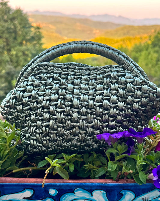 Handmade Silver Eco Leather Clutch Bag