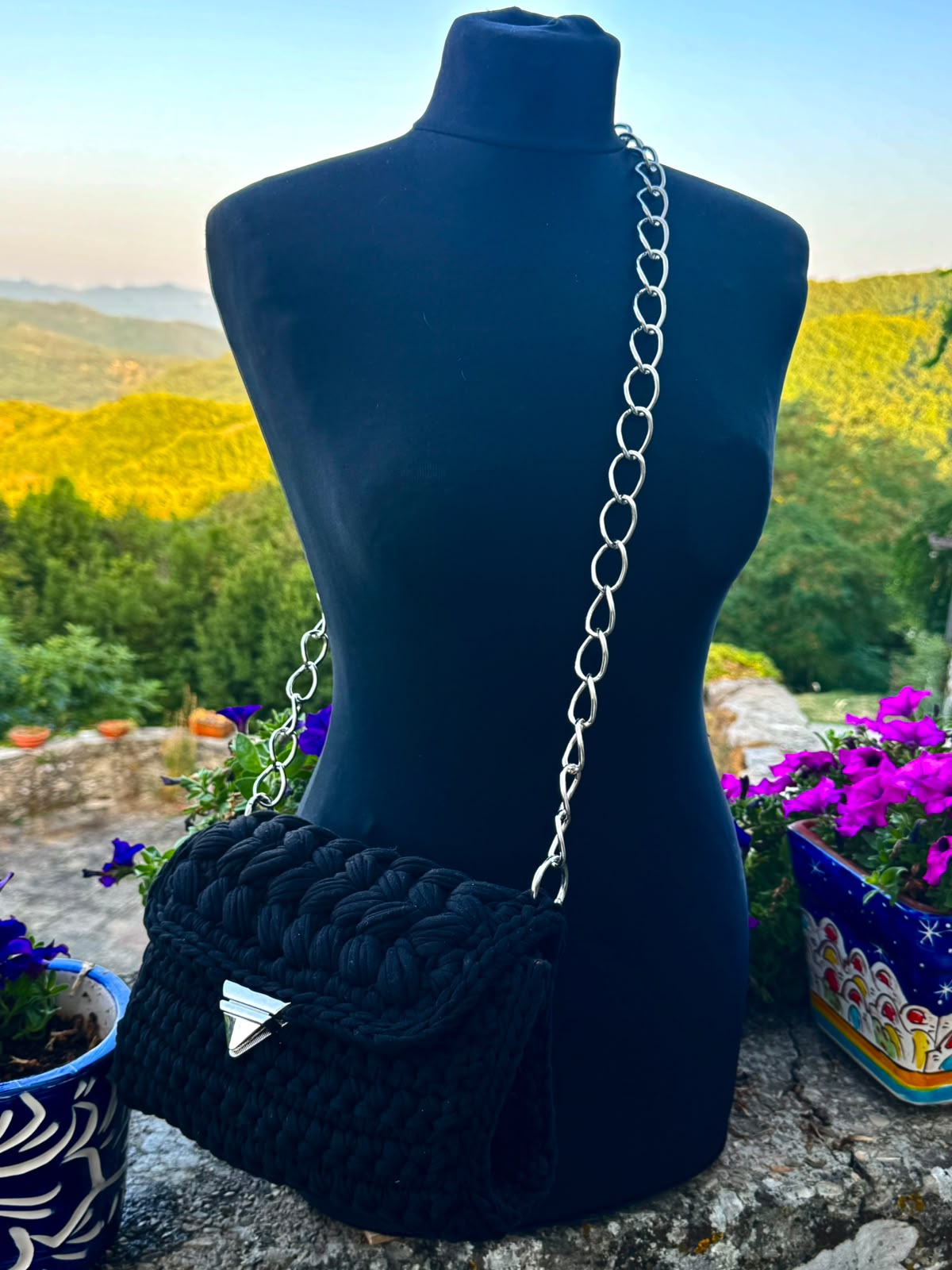 Hand Crocheted Designer-Inspired Shoulder Bag