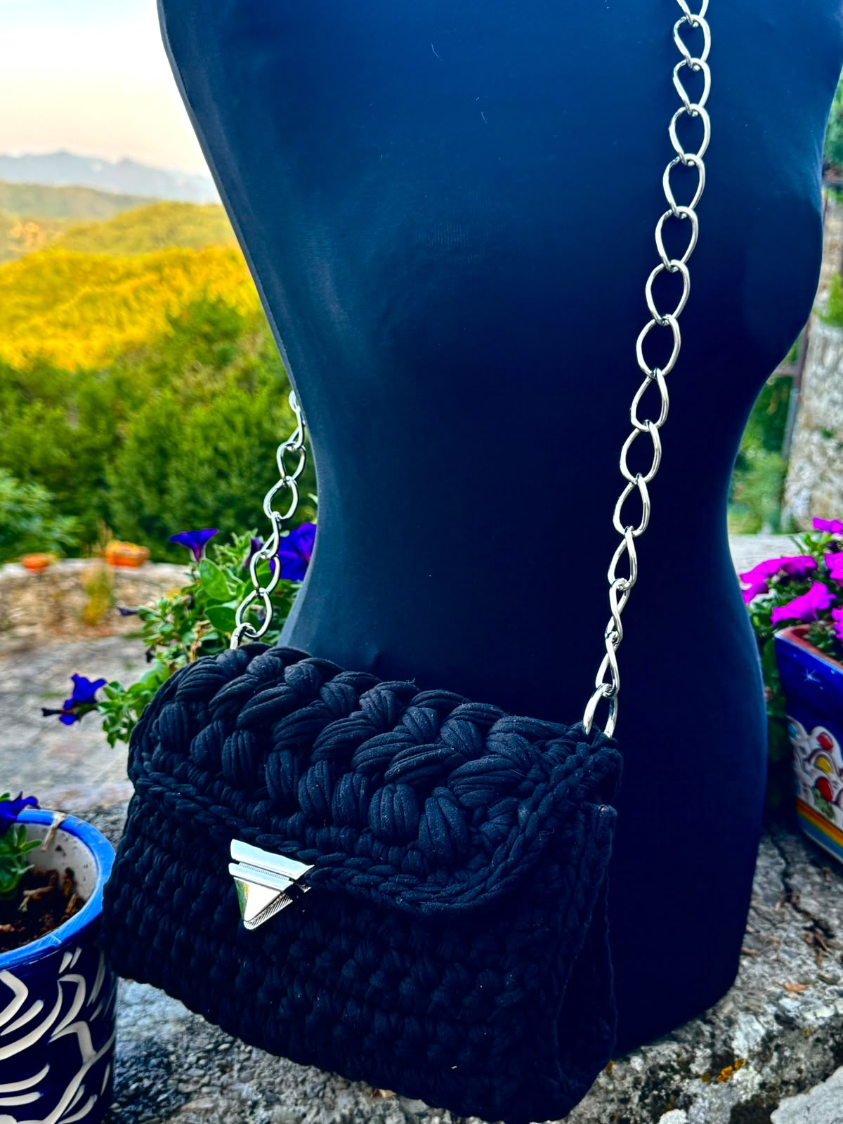 Hand Crocheted Designer-Inspired Shoulder Bag