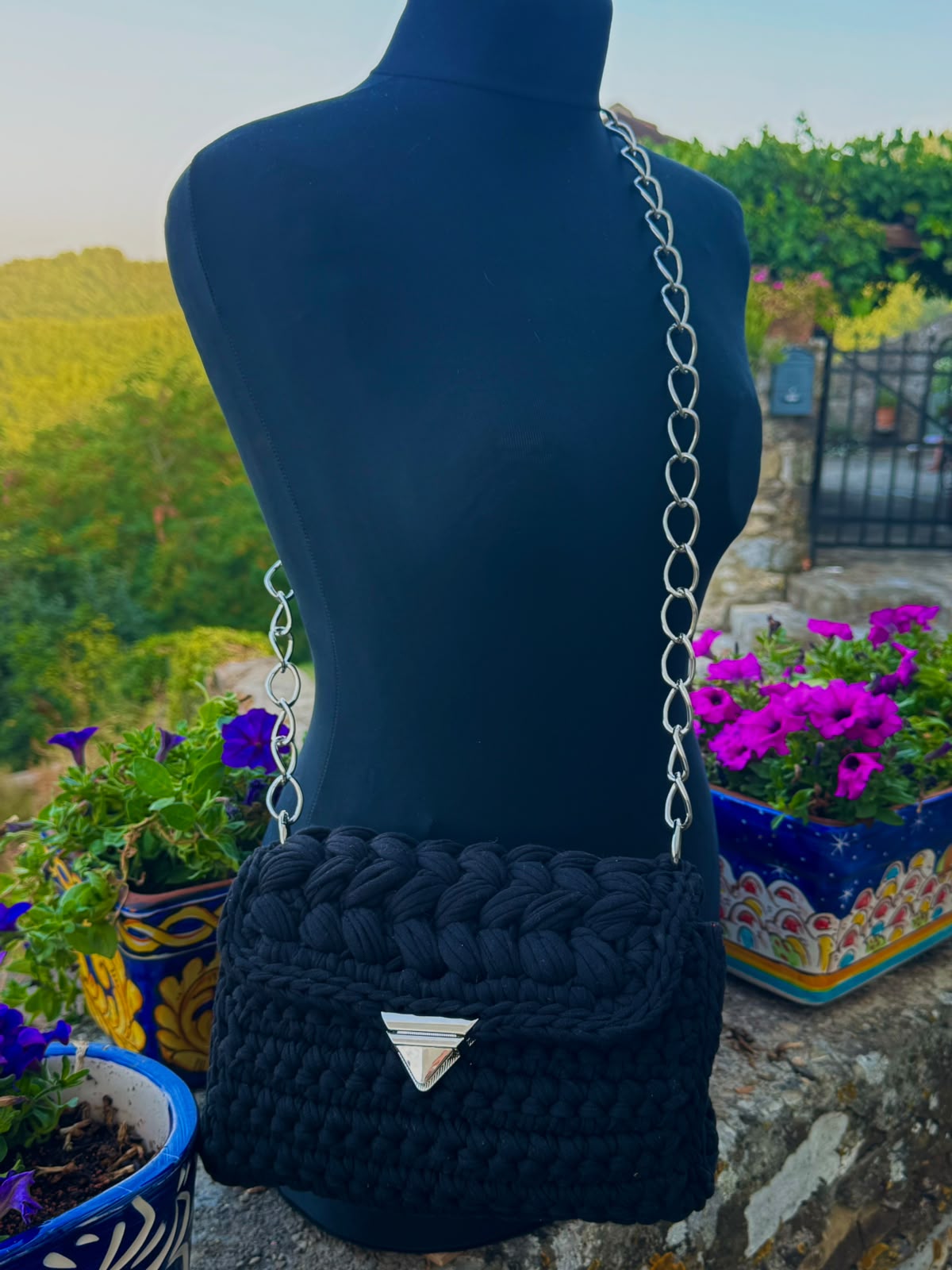Hand Crocheted Designer-Inspired Shoulder Bag