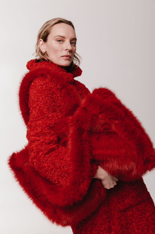 The Ruby - Full-Length Faux Fur Statement Coat