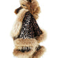 Pure Cashmere Leopard Shawl with Real Fox Fur Trim