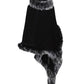 Black Cashmere Wrap with Black and White Fox Fur Trim