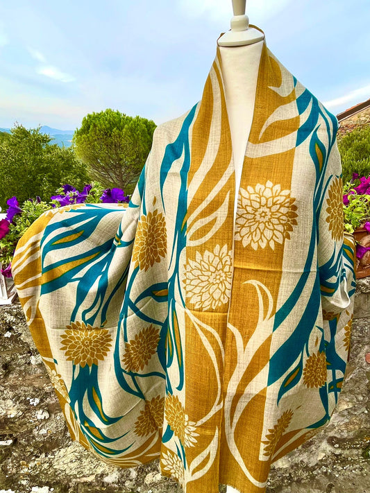 Tuscan Fall Colors - Sunflower Shower - Pure Cashmere Shawl