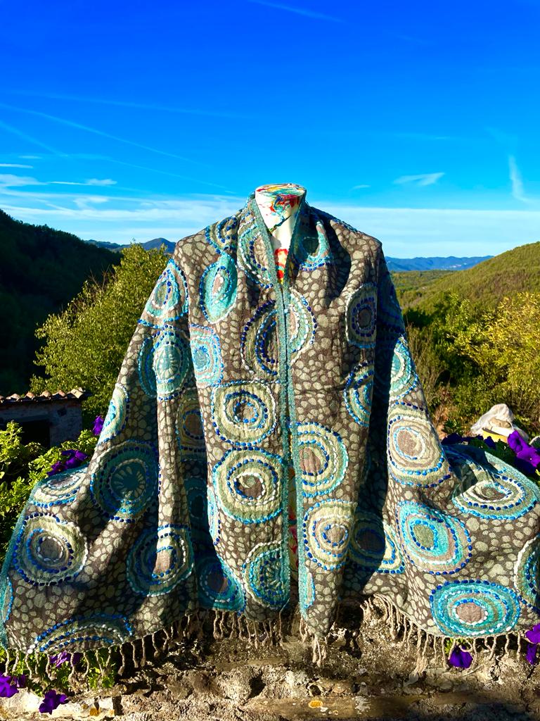 Tuscan Fall Colors - The Blues - Pure Cashmere Shawl