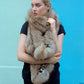 Pure Cashmere Leopard Shawl with Real Fox Fur Trim