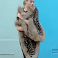 Pure Cashmere Leopard Shawl with Real Fox Fur Trim